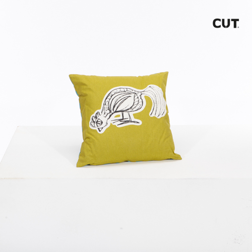 cushion green rooster illustration